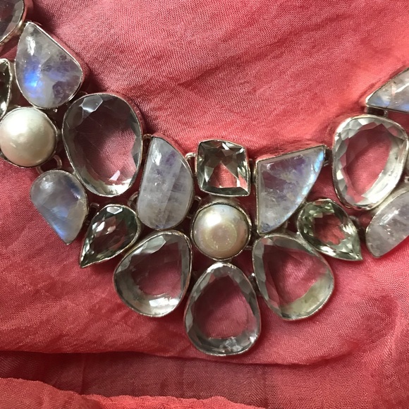 Pearl - stone choker statement piece- handcrafted